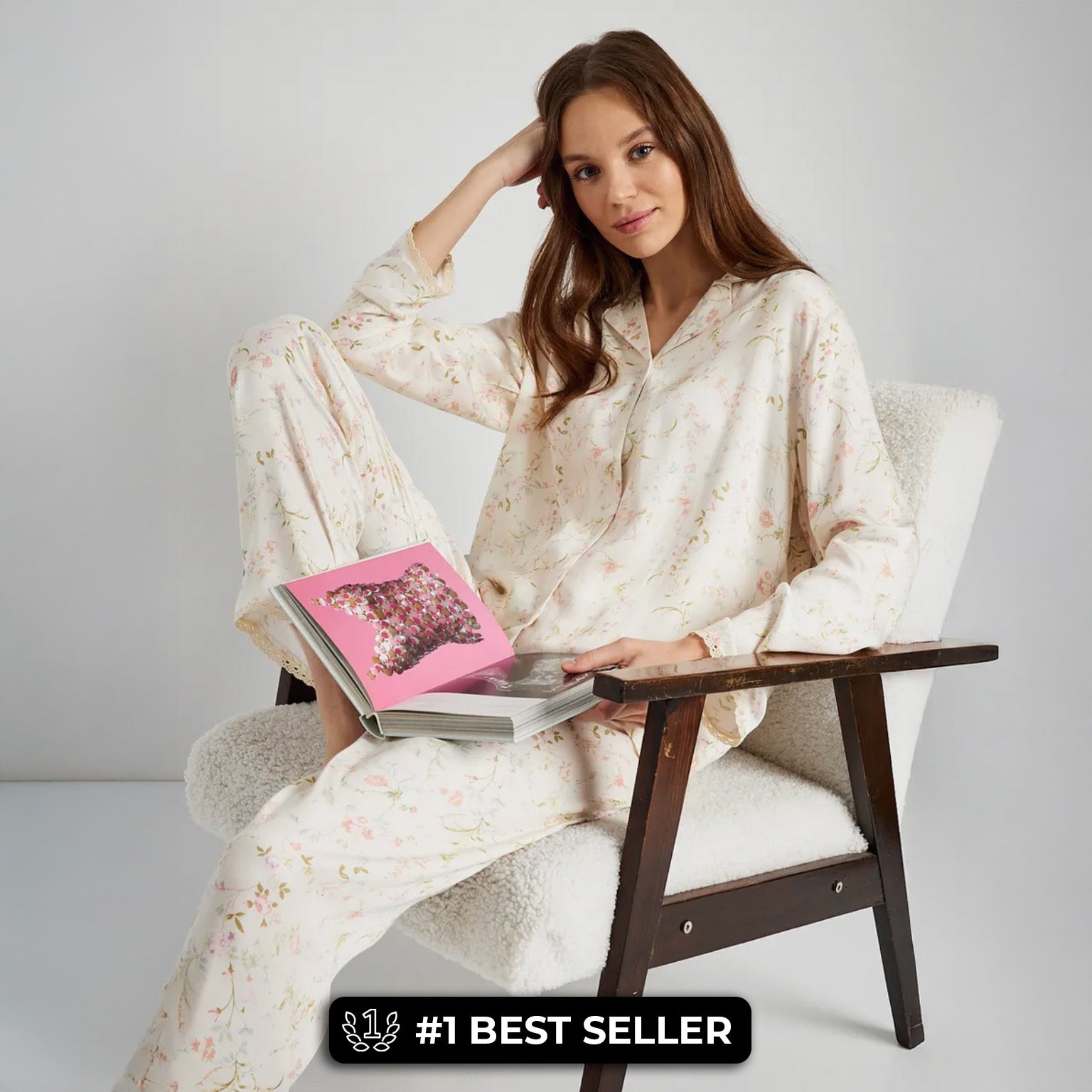 【MOODMOON】Lovely Flower Long Sleeve Pajama One Piece SHENHE Pajamas for Women Set Long Sleeve Lace Ribbed Knit