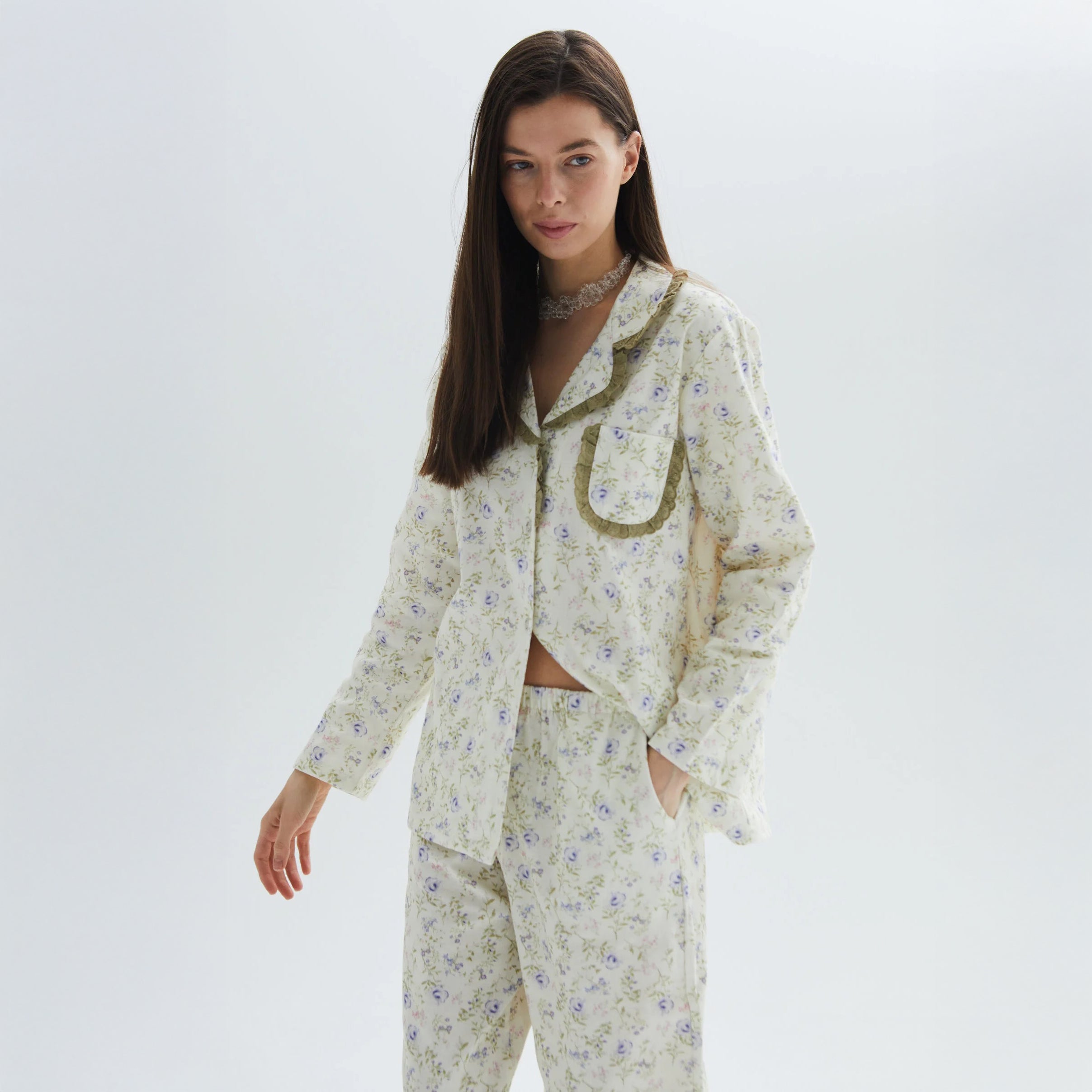 MoMang Pajama Olive Bloom Pajama Set Organic Cotton