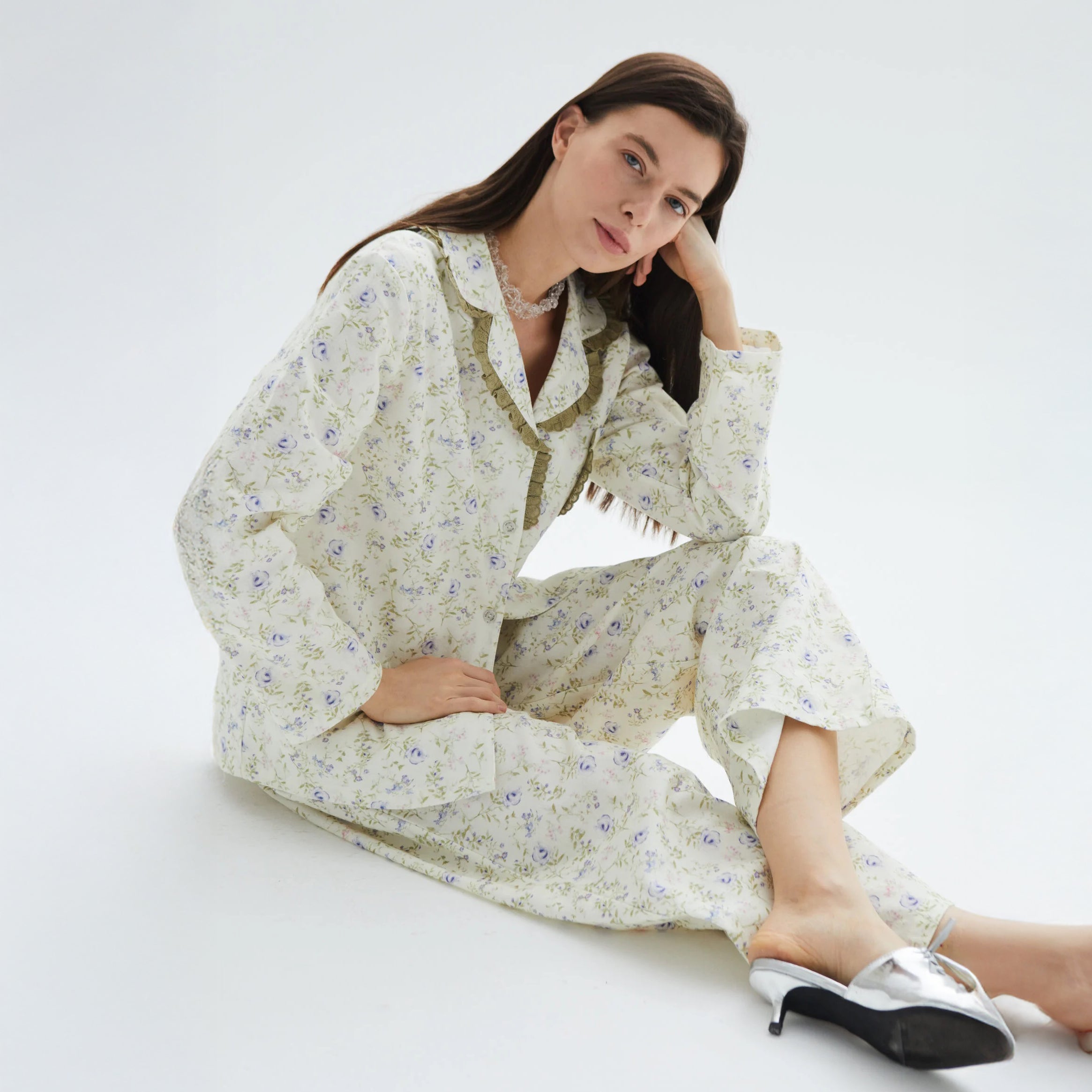 MoMang Pajama Olive Bloom Pajama Set Organic Cotton