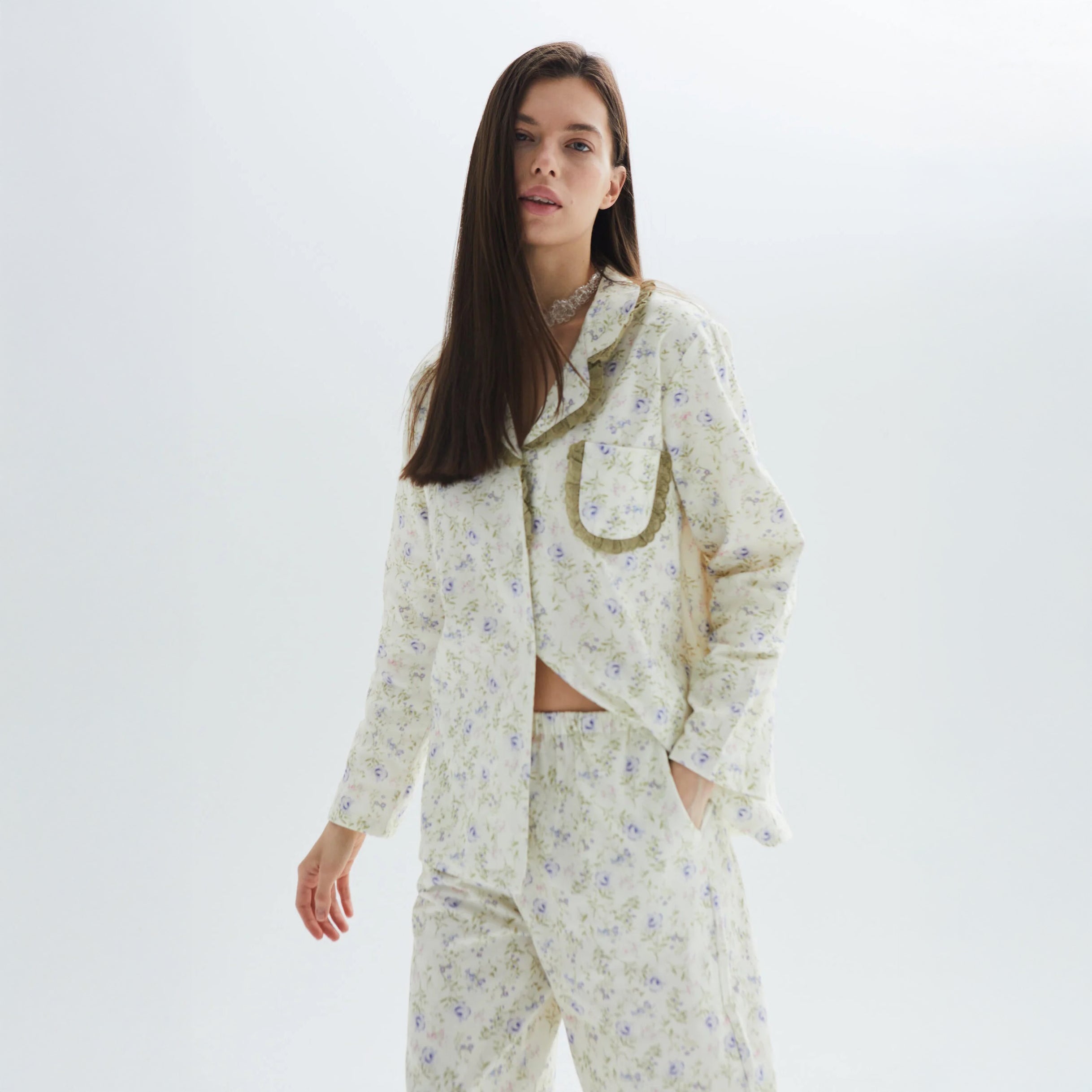 MoMang Pajama Olive Bloom Pajama Set Organic Cotton