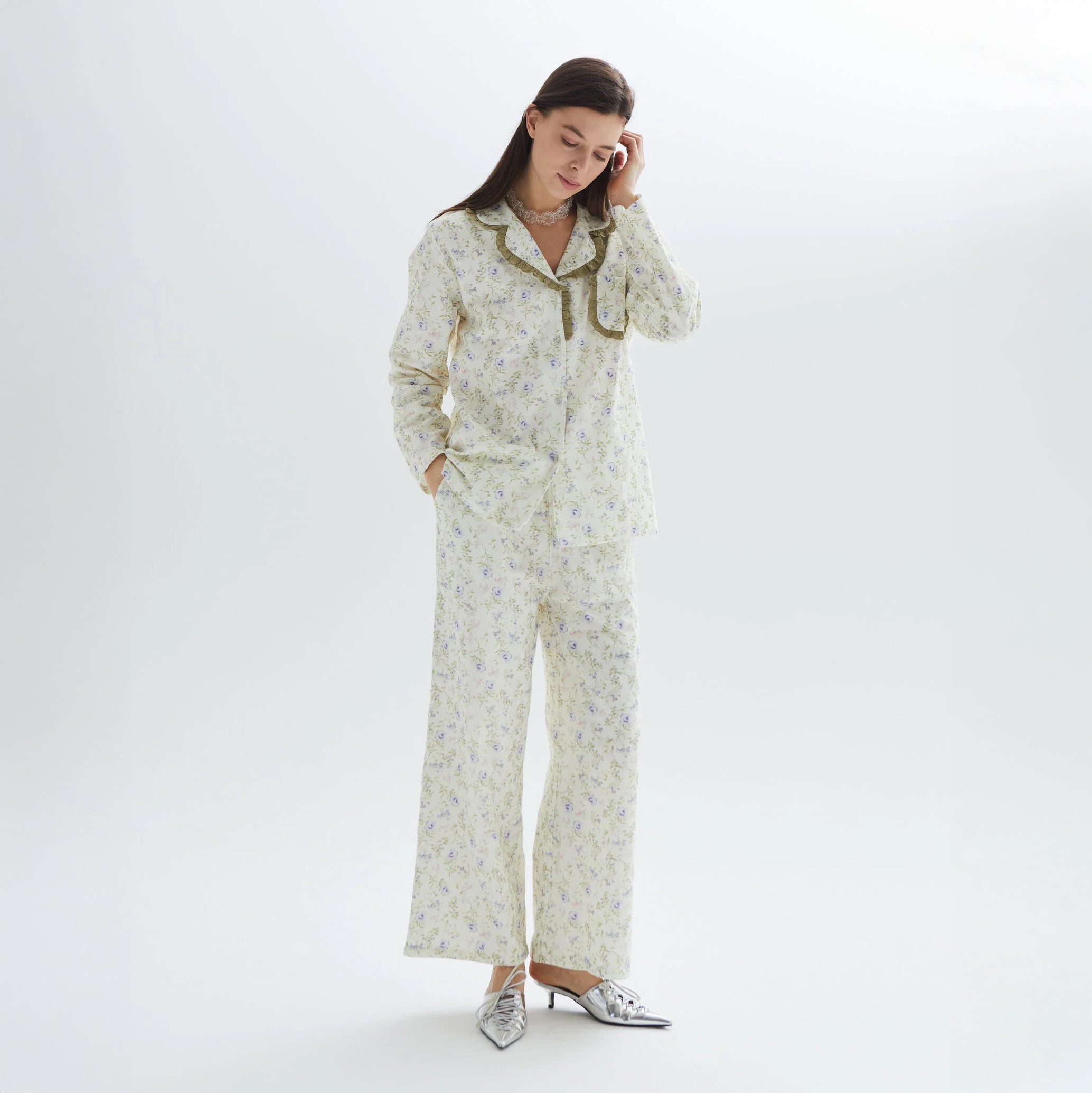 MoMang Pajama Olive Bloom Pajama Set Organic Cotton