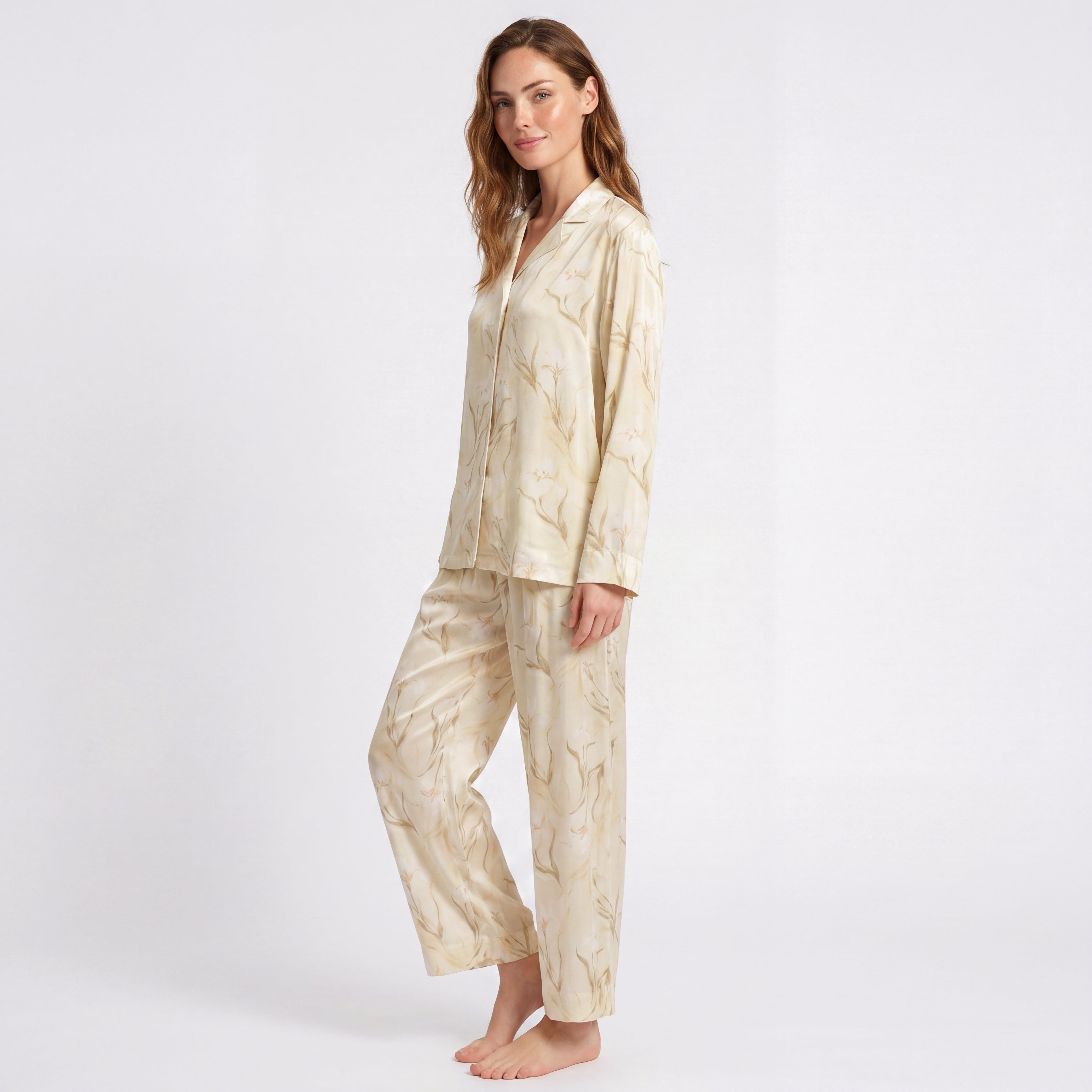 MoMang Pajama Champagne Lily Pajama Set Tencel™ Lyocell Satin