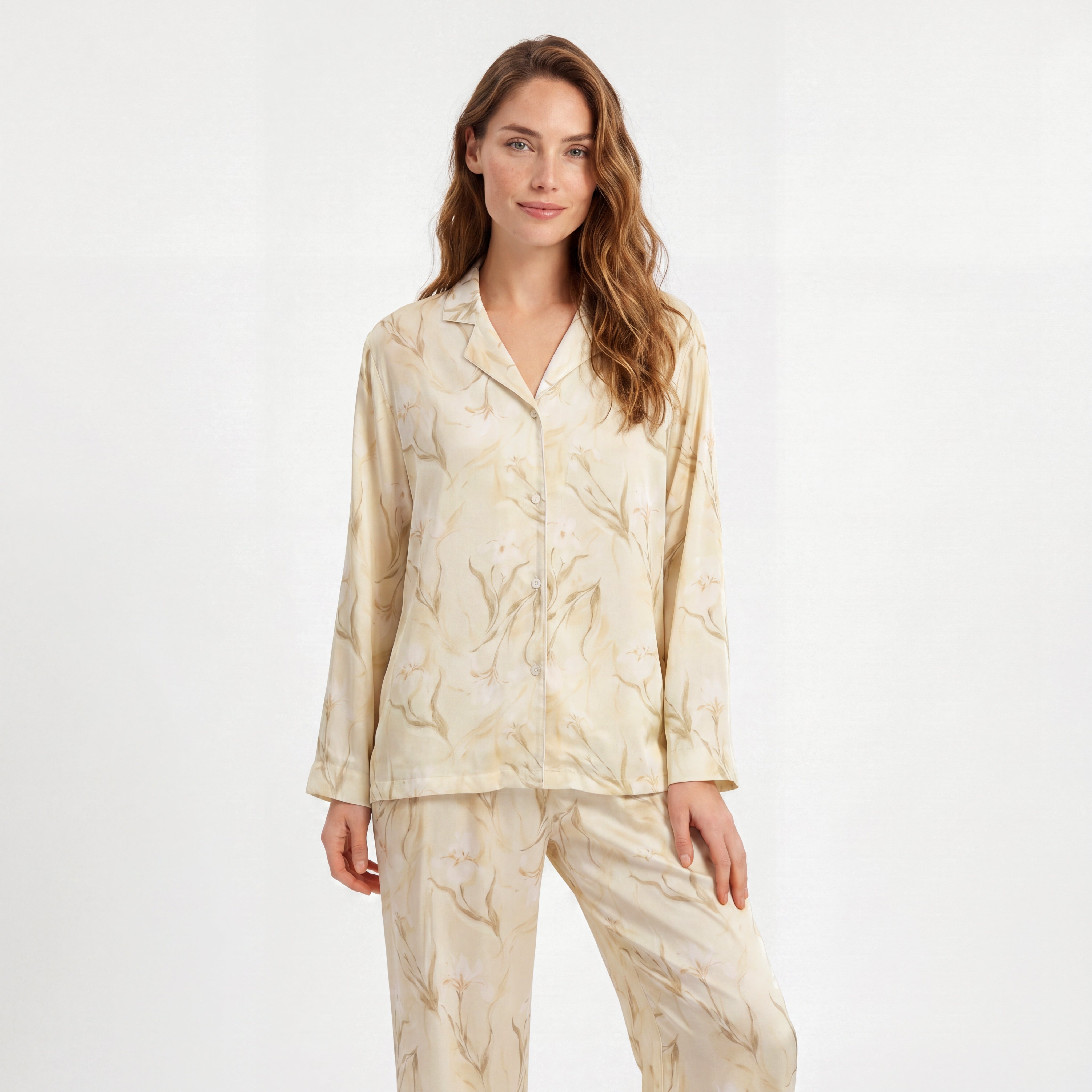 MoMang Pajama Champagne Lily Pajama Set Tencel™ Lyocell Satin
