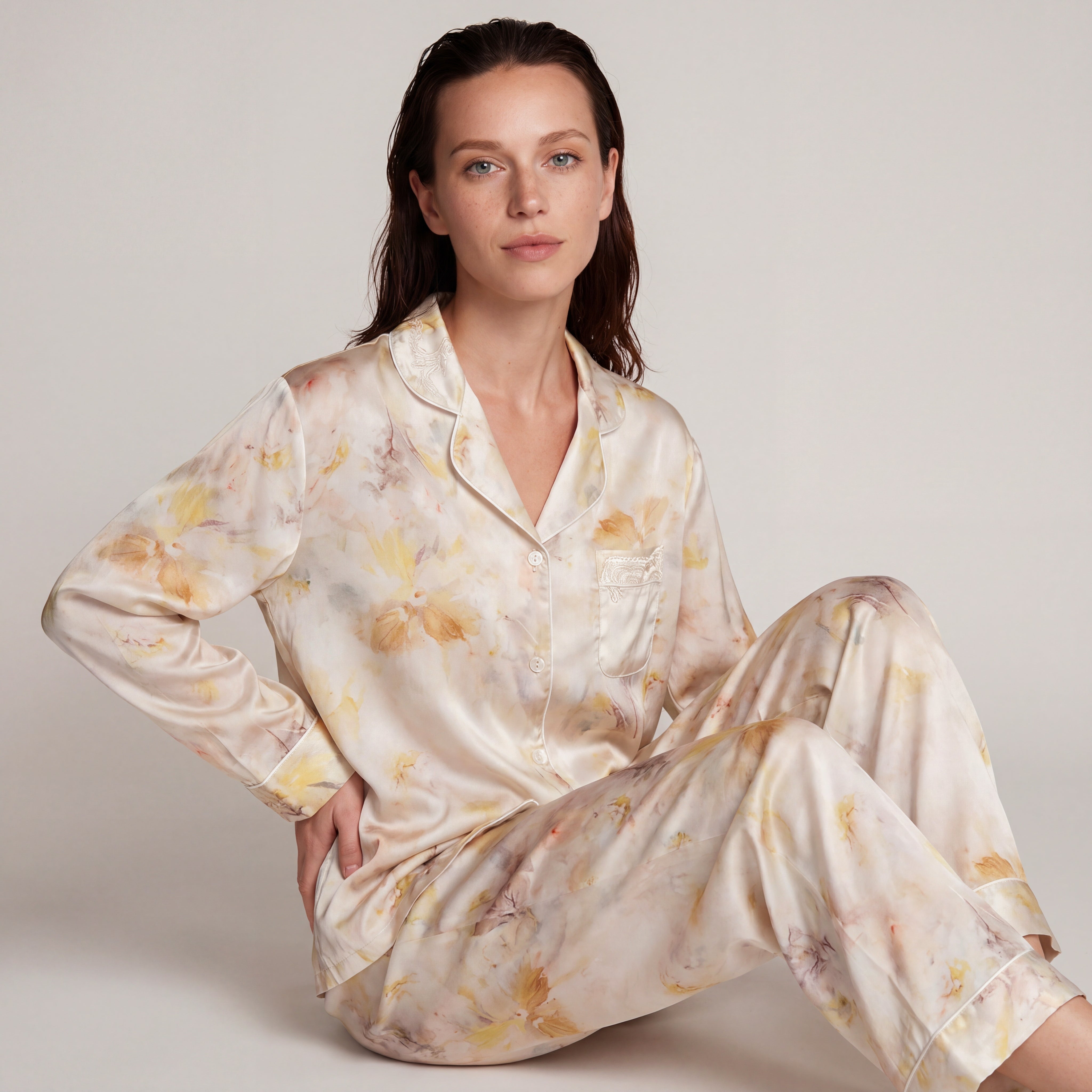 MoMang Pajama Golden Reverie Pajama Set Tencel™ Lyocell Satin