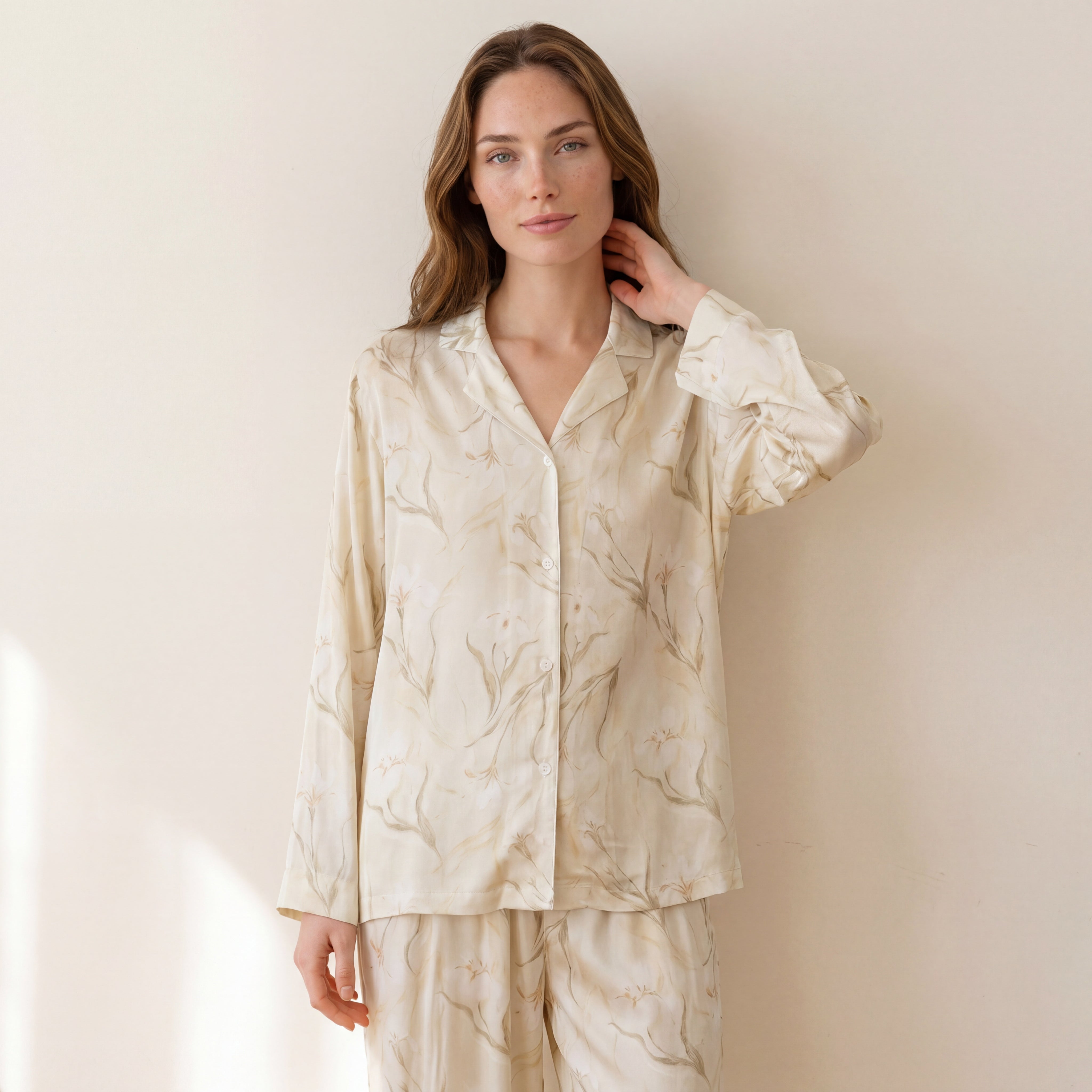 MoMang Pajama Champagne Lily Pajama Set Tencel™ Lyocell Satin
