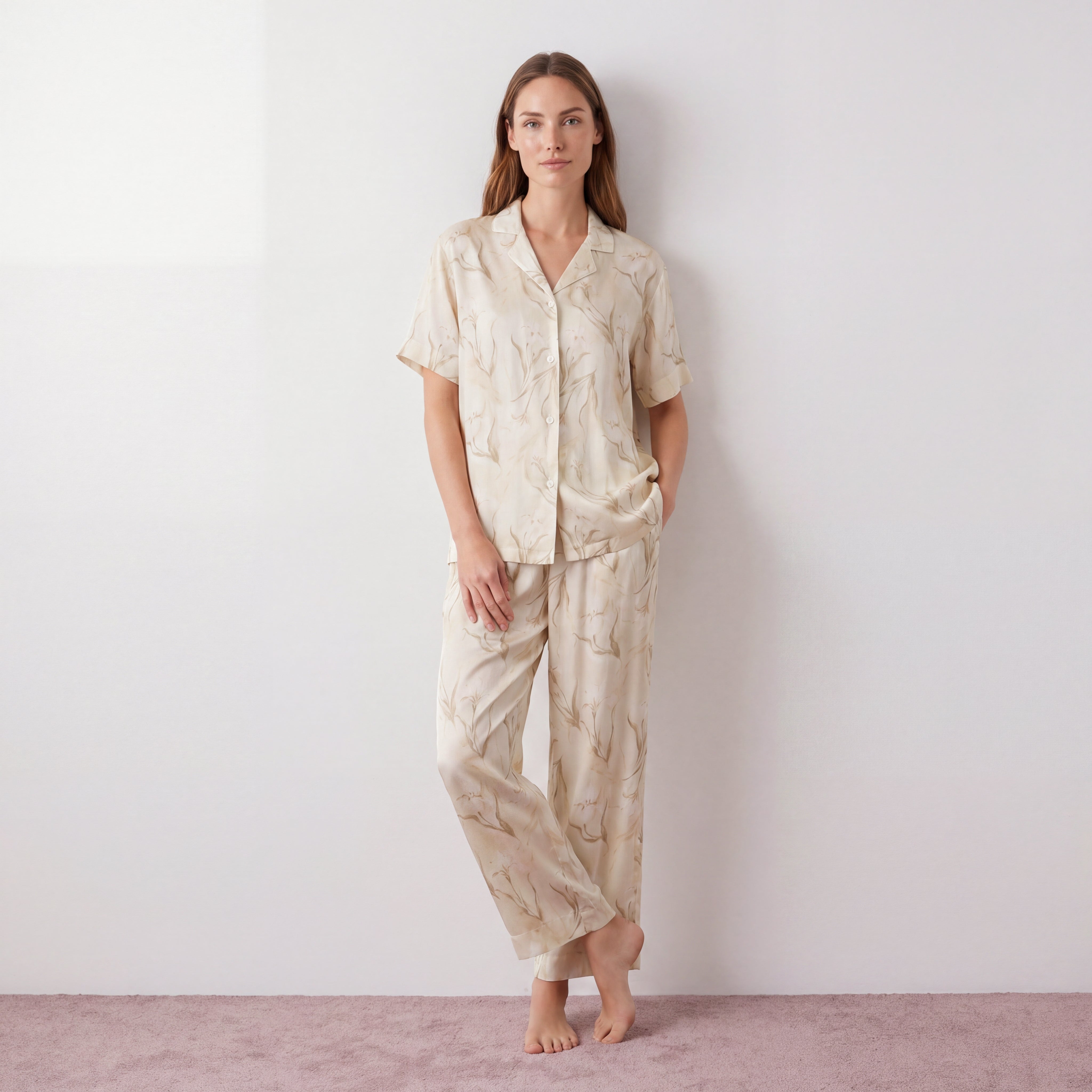 MoMang Pajama Champagne Lily Pajama Set Tencel™ Lyocell Satin