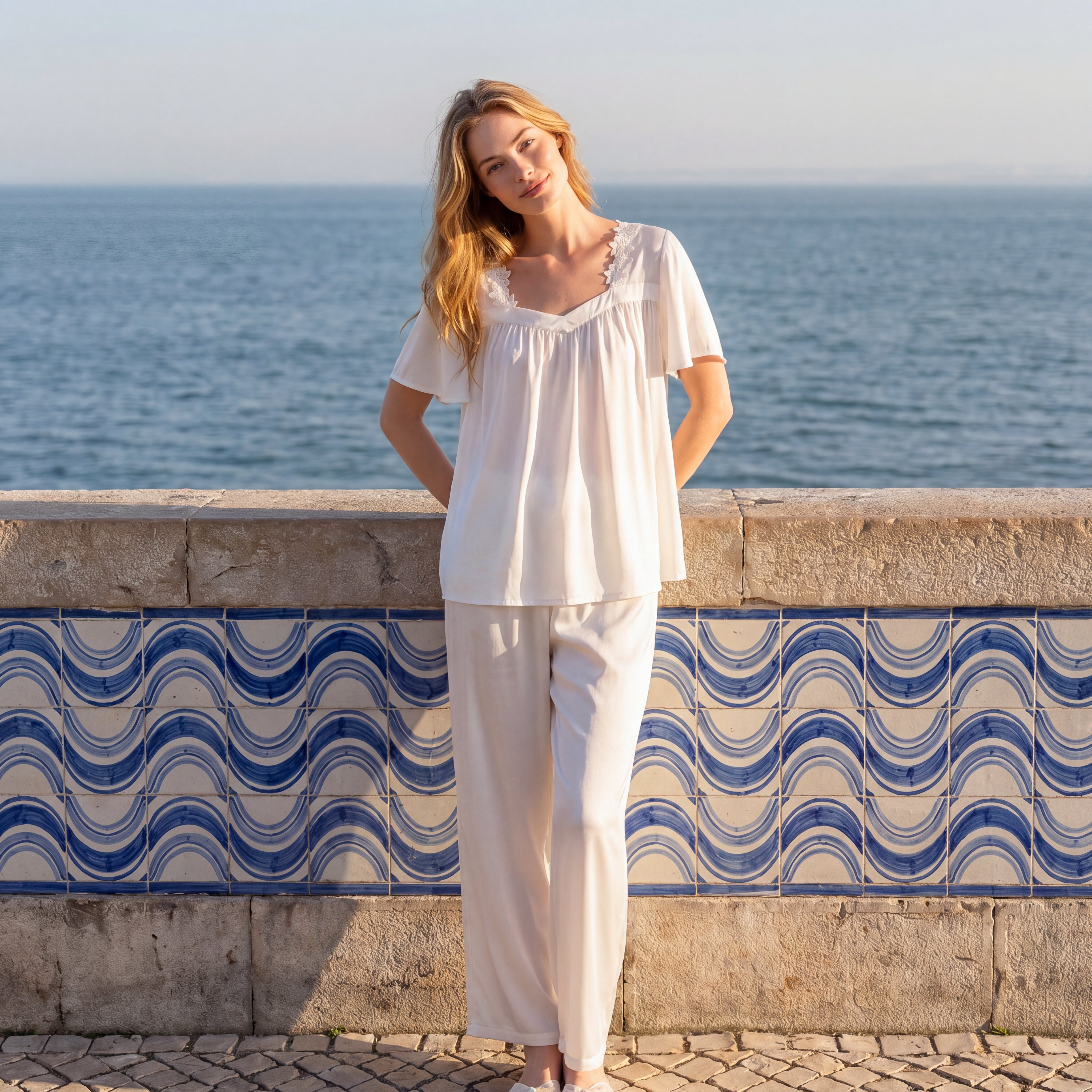 MoMang Pajama Blanc Lace Pajama Set Tencel™ Modal