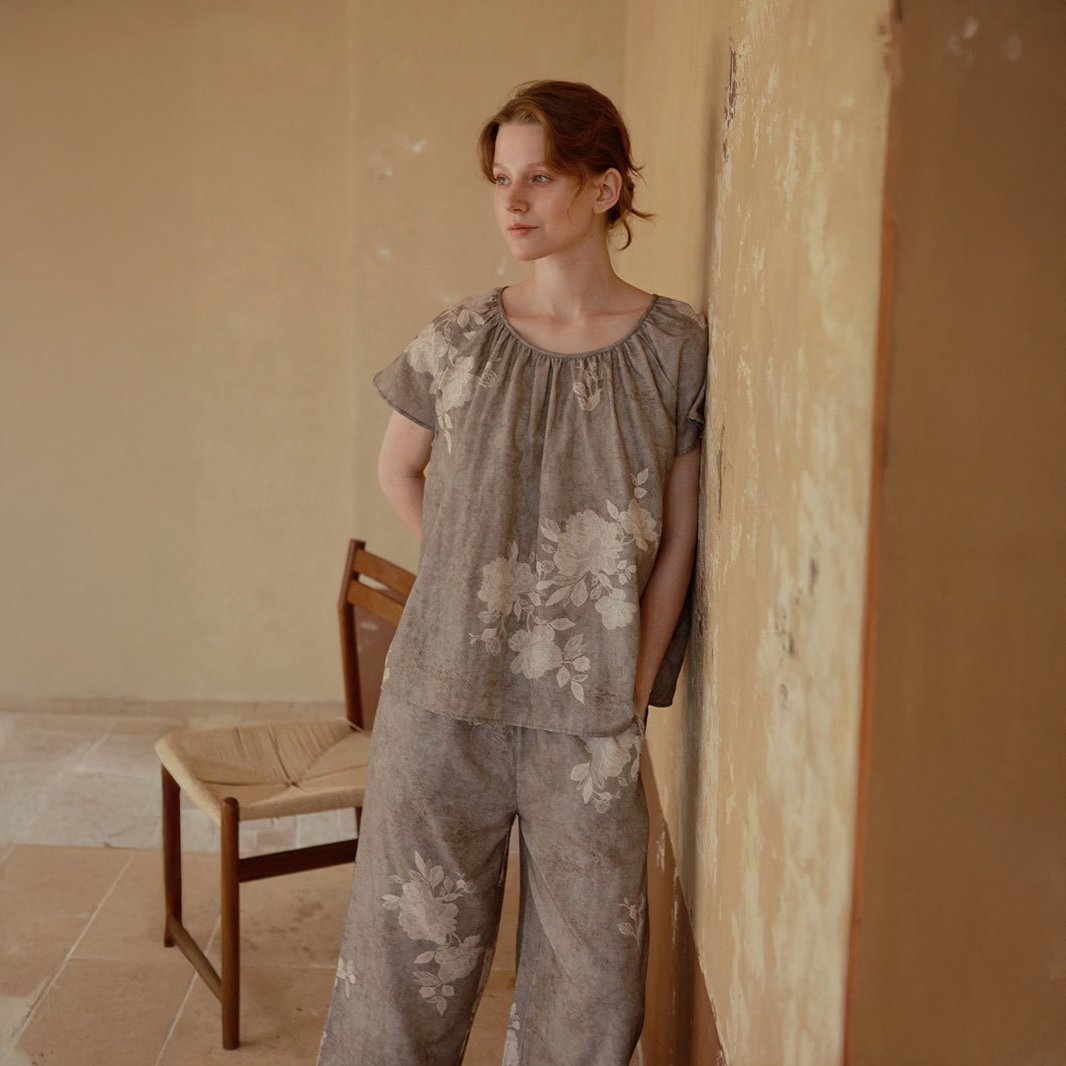 Ashen Bloom Pajama Set