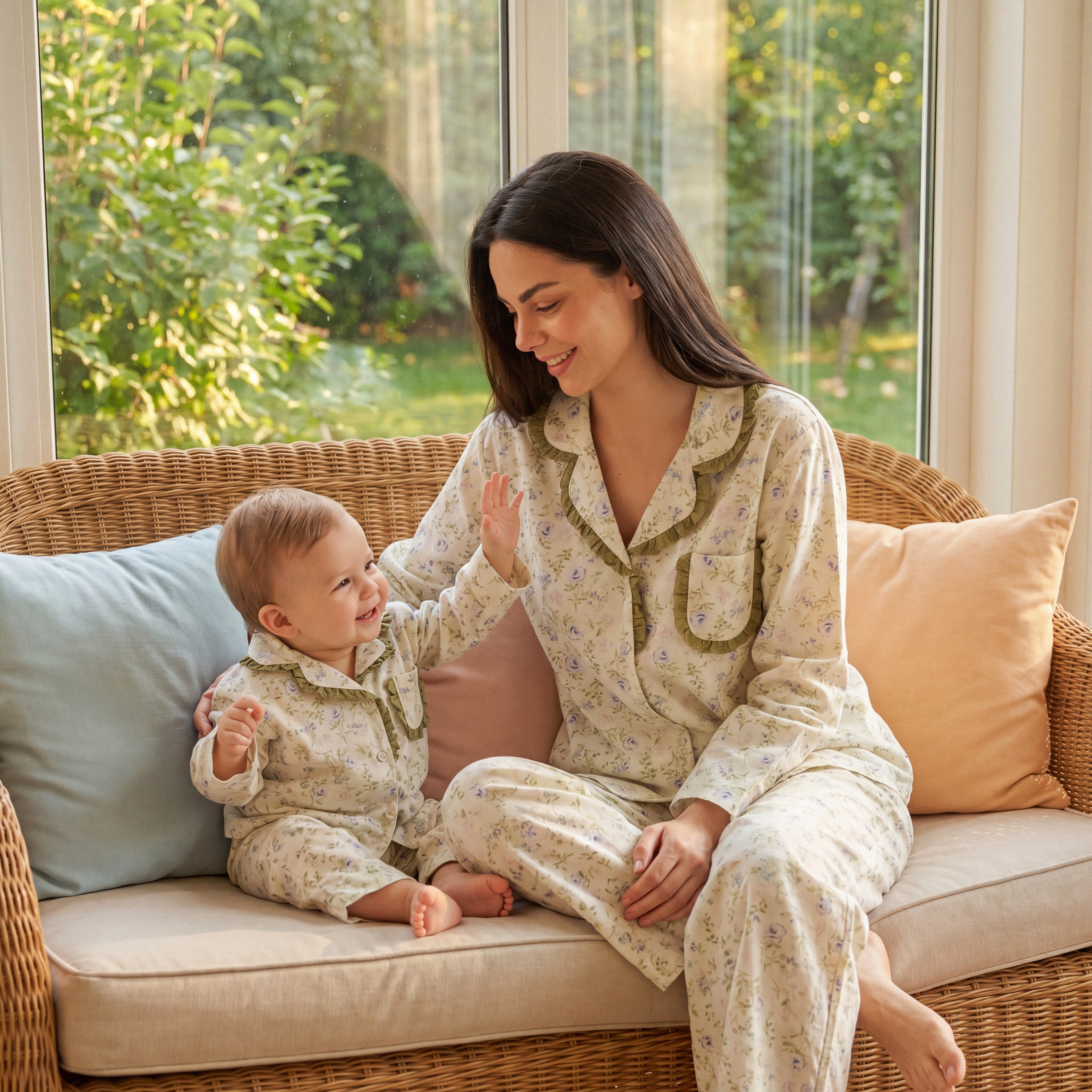 MoMang Pajama Olive Bloom Pajama Set Organic Cotton