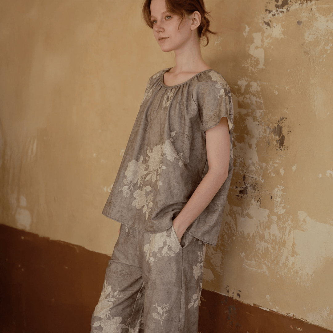 Ashen Bloom Pajama Set - Momang Studio