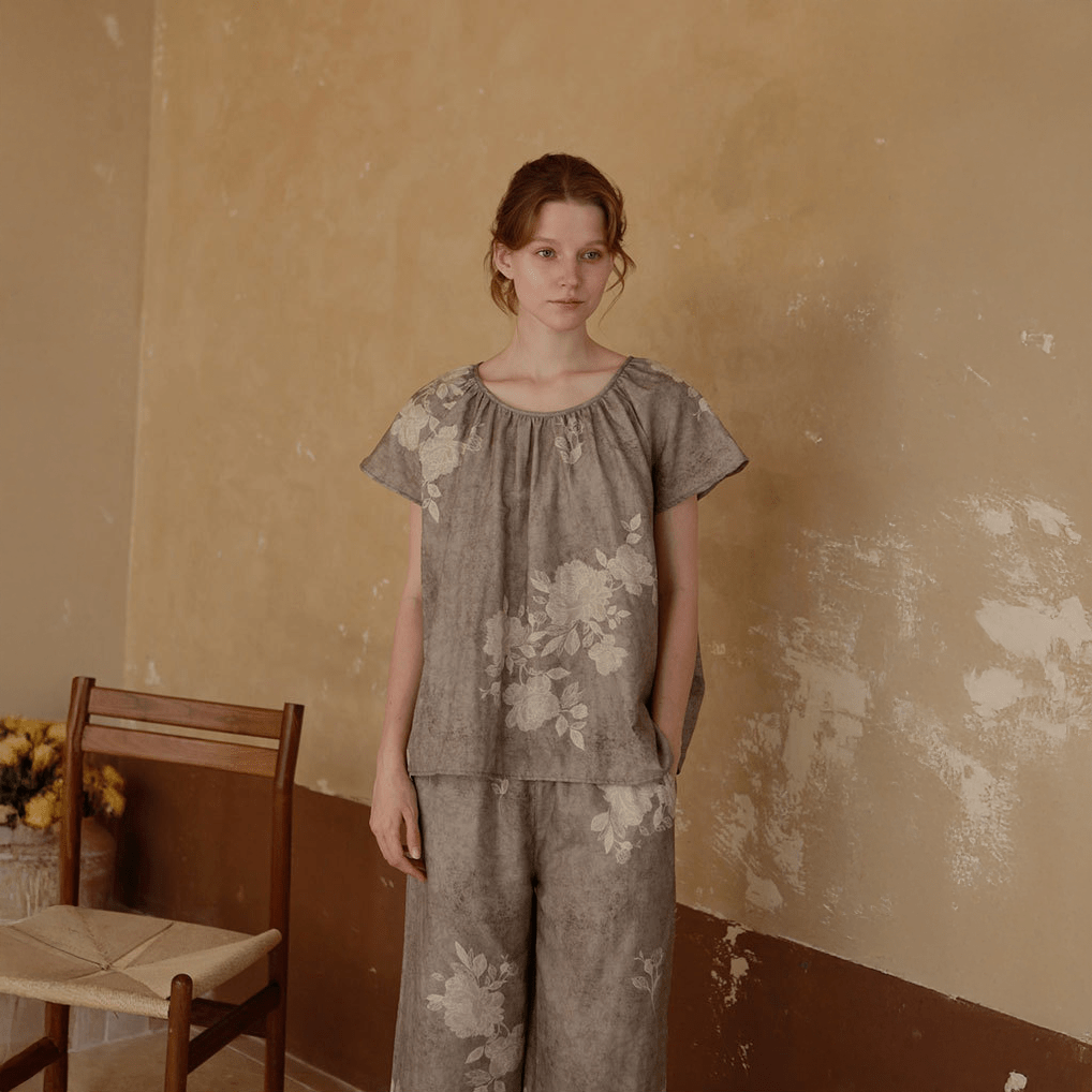 Ashen Bloom Pajama Set - Momang Studio