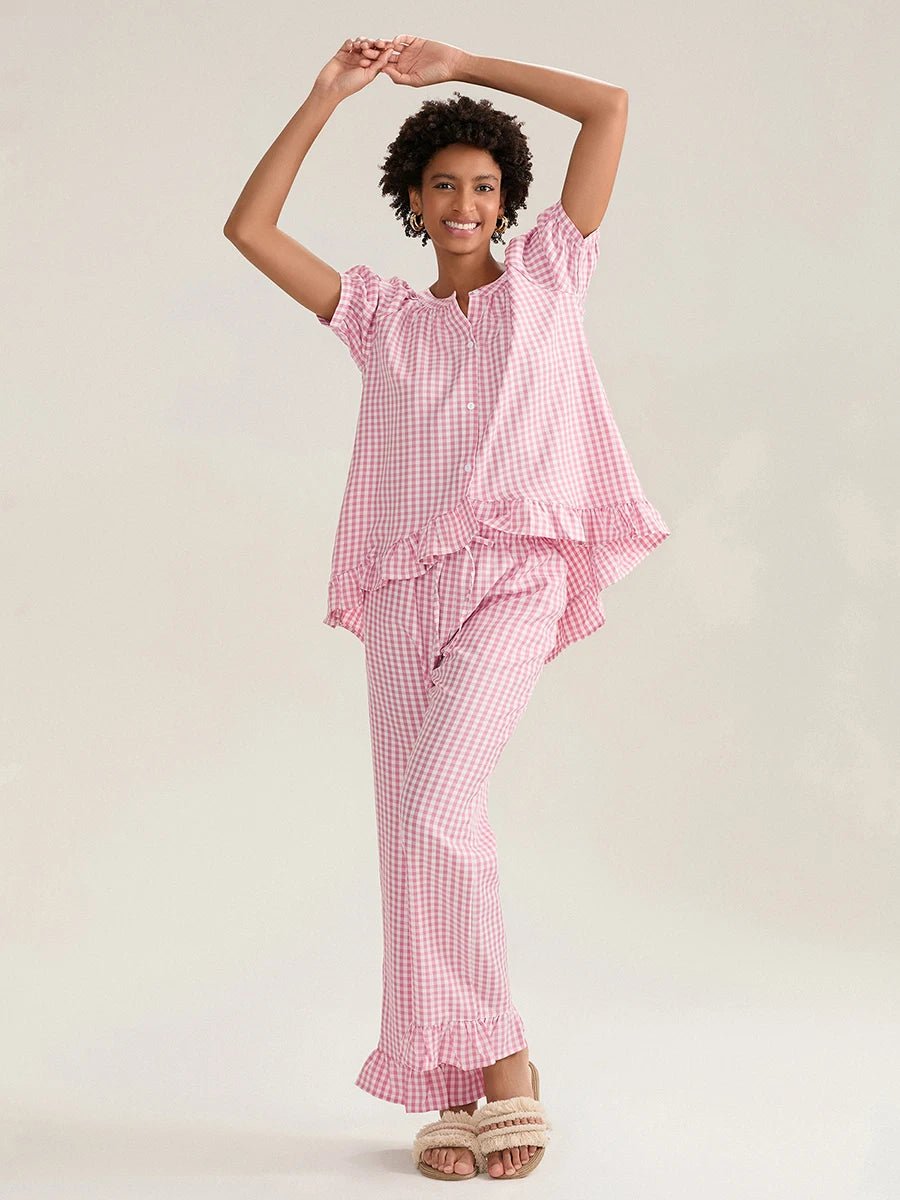Gingham Berry Pajama Set - Momang Studio