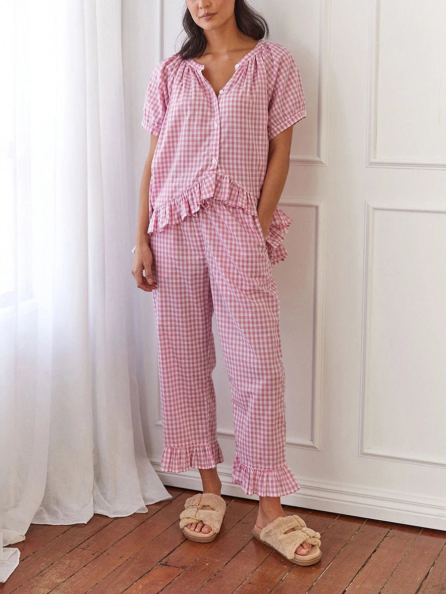 Gingham Berry Pajama Set - Momang Studio