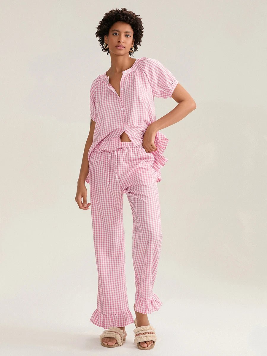 Gingham Berry Pajama Set - Momang Studio